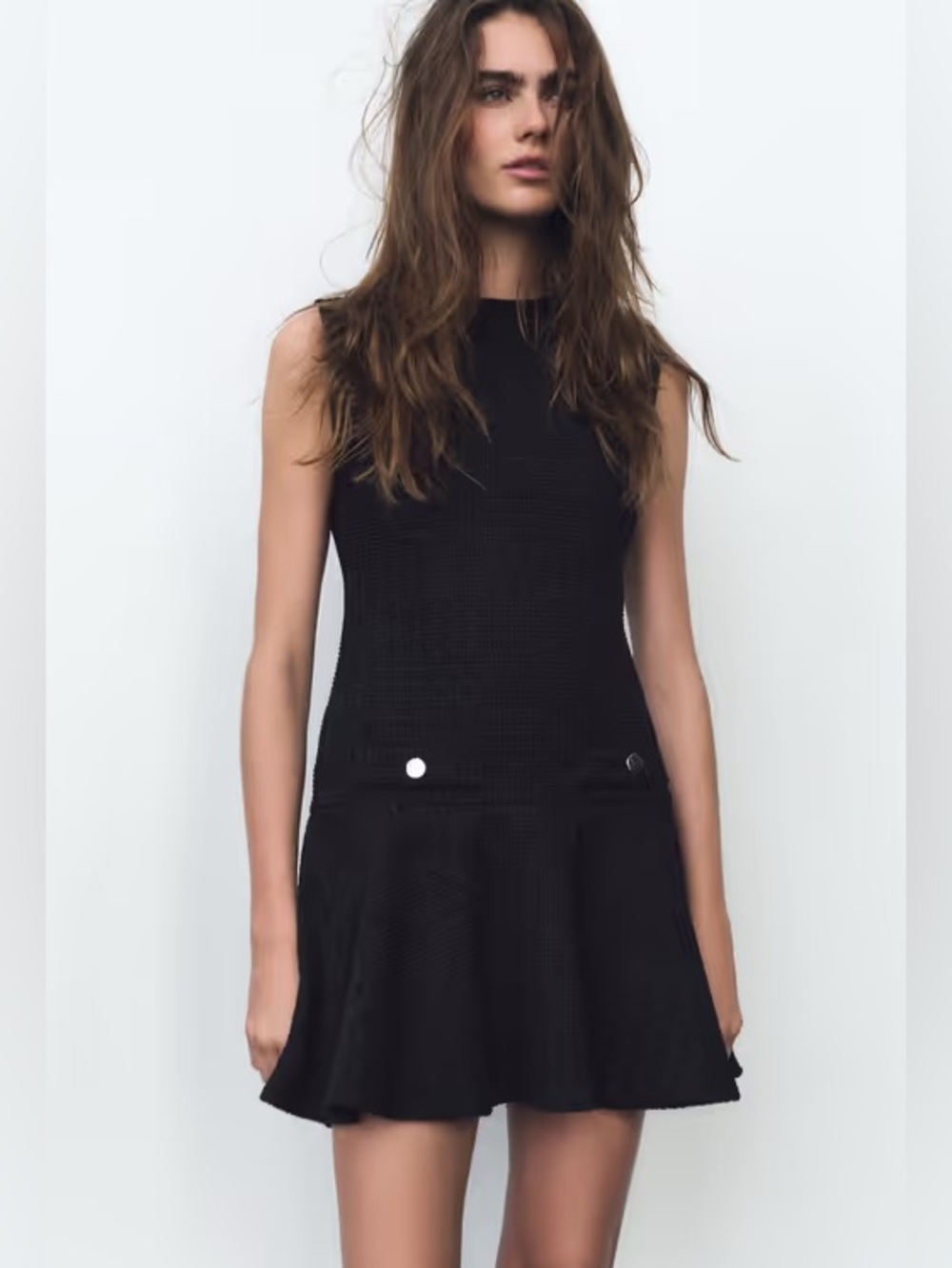 Zara black Textured Short Dress